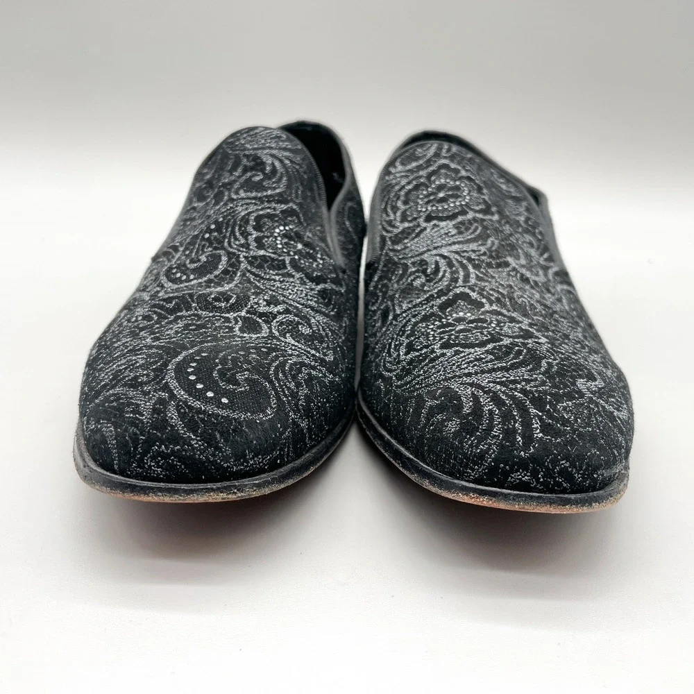 Mezlan Mens 11M Damon Loafers Black Silver Glitter Paisley Tuxedo Wedding Dandy_3
